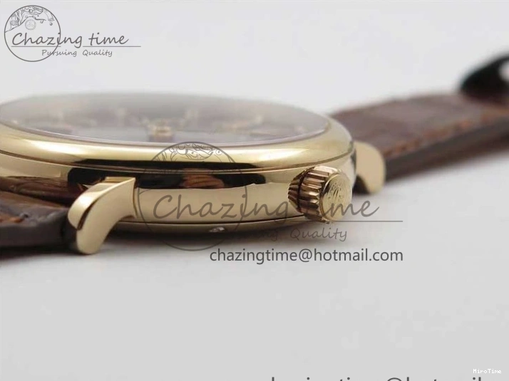 MIROTIME 1226 Portofino 37mm RG V7F 1:1 Best Edition Gray Dial on Deep Brown Leather Strap A SunProtective 7090